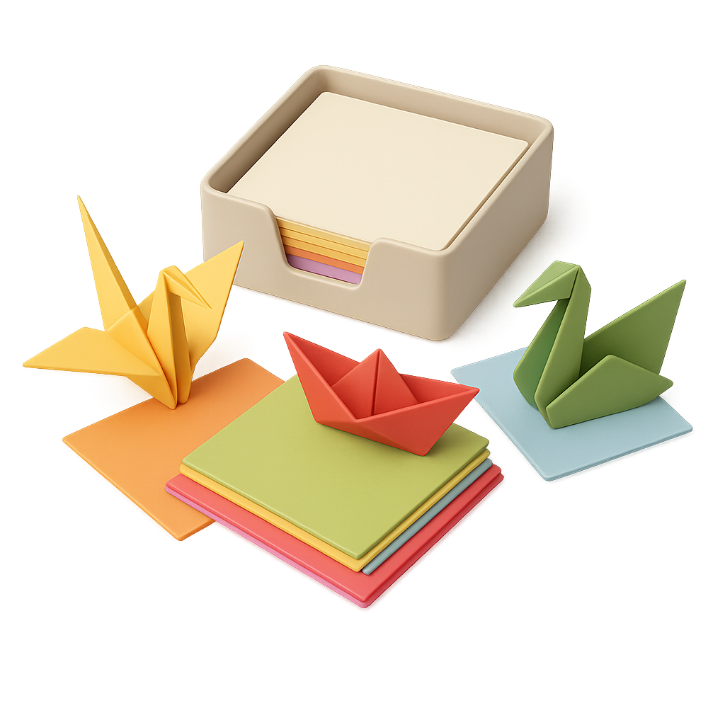 Origami Cooking Set Origami Paper Set 3D Icon — Free PNG Download | Thiings